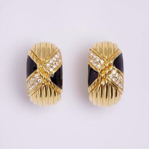 Swarovski Gold and Black Geometric Earrings